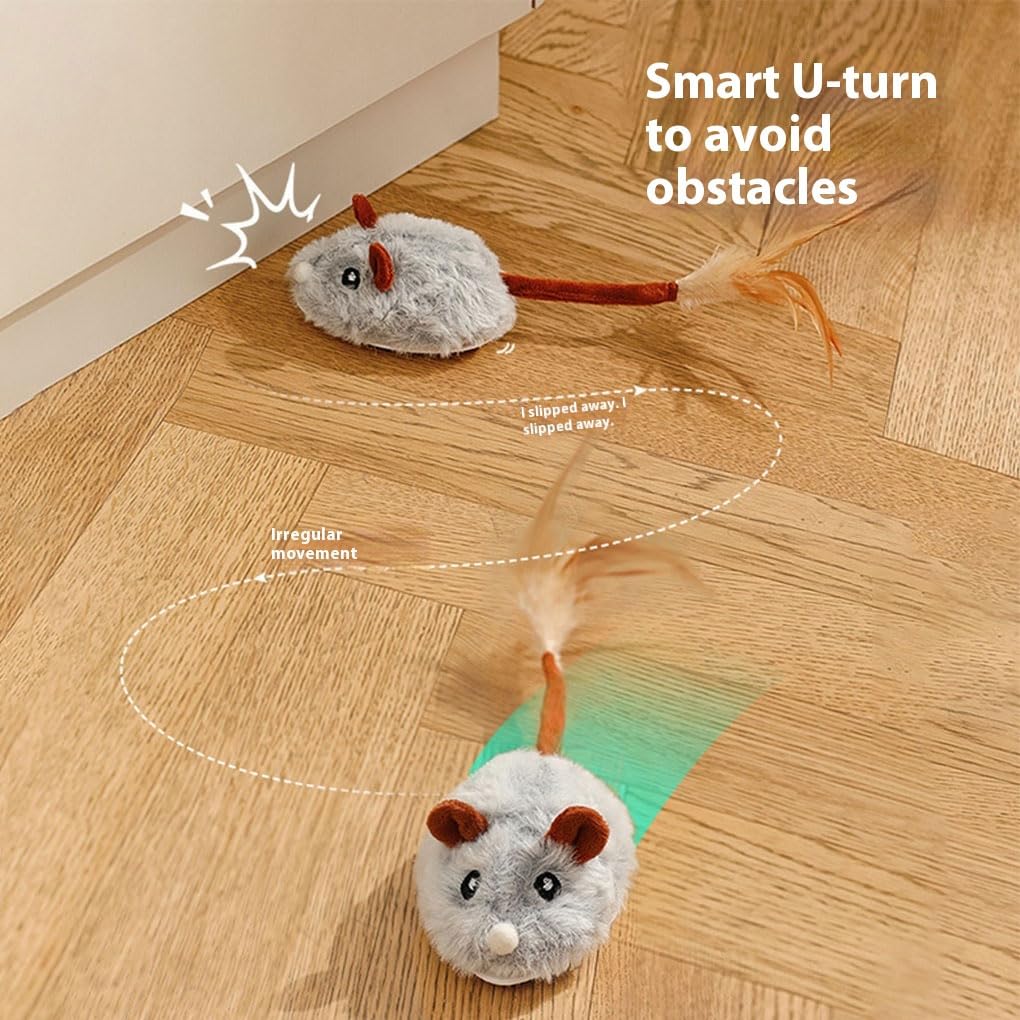 Juego de 10 ratones eléctricos interactivos para gatos, fáciles y duraderos, resistentes y duraderos, juguetes automáticos para gatos, juguetes eléctricos para gatos, color gris claro