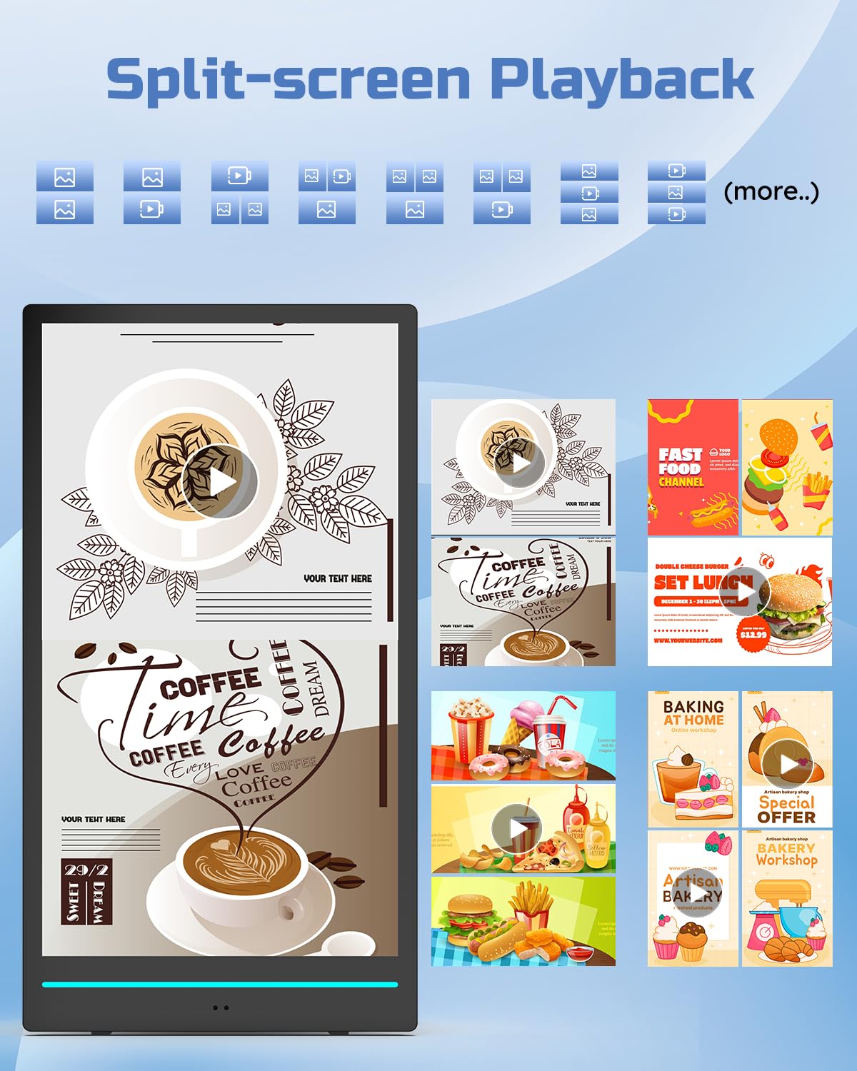 55'' Pantalla Publicidad Exterior Alta Luminosidad 2000Nits, Digital Signage Display Móvil con Baterías Recargables y Ruedas, IP65 Resistente, para Restaurante, Food Trucks, Puestos Callejeros