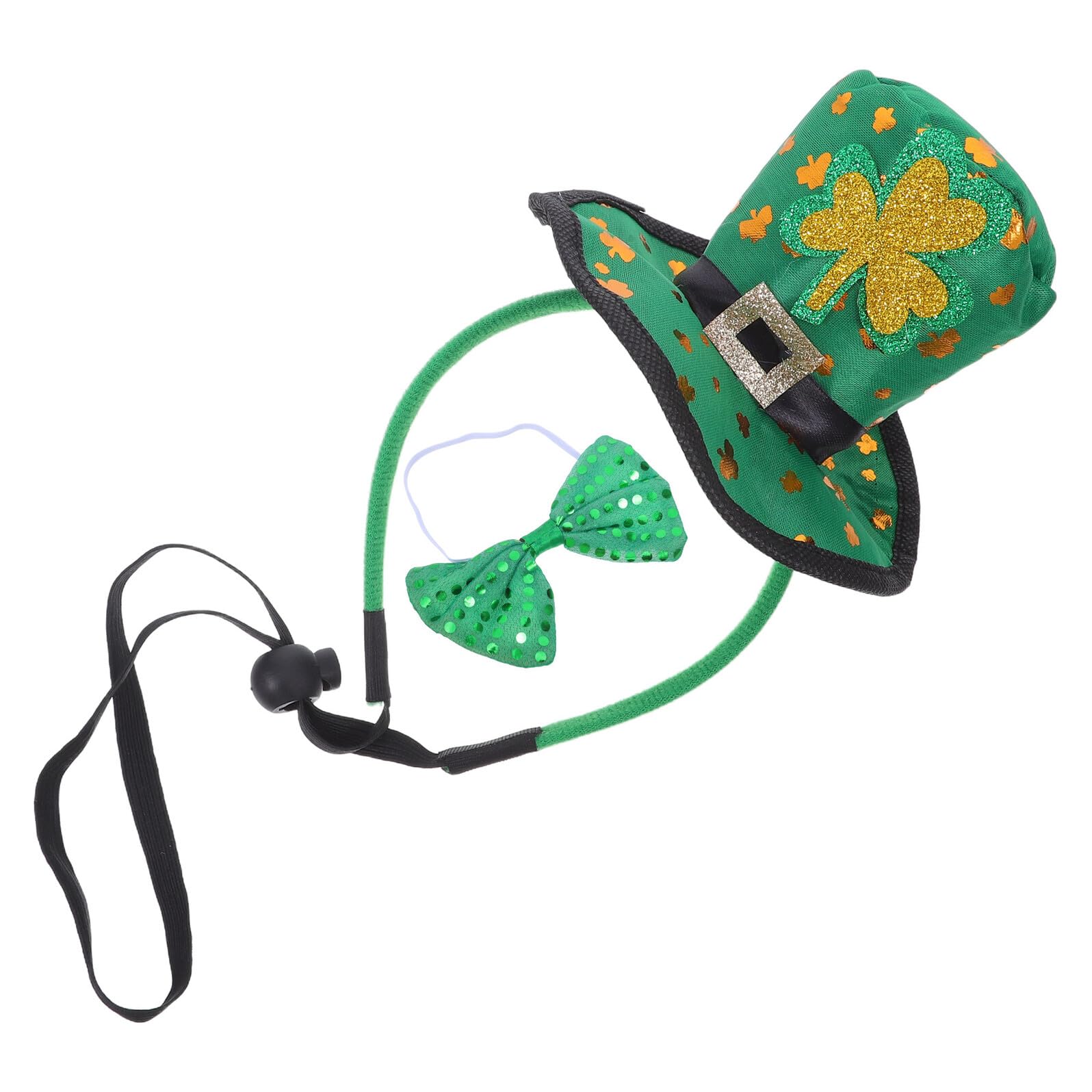 Serrage-tête Saint-patrick 2 Pièces Chapeau Haut-de-forme Vert Trèfle et Nœud Léger Confortable pour Fête Irlandaise, Accessoires Costume Festival, Bandeau Décoratif pour