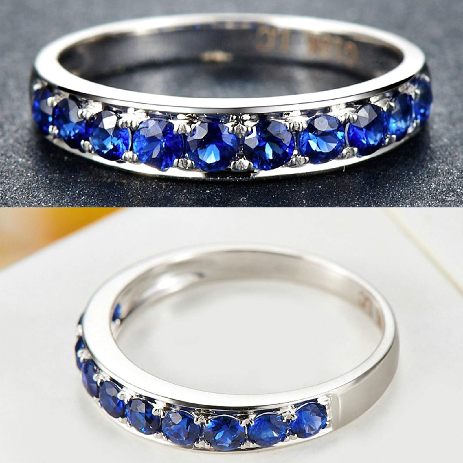 Beydodo Pierścionki ślubne złoto 18 K niebieski szafir 0,8 ct pierścionki zaręczynowe dla kobiet e 18 karatów (750) białe złoto, 53 (16,9), colore: białe złoto, cod. TLLWGZ454