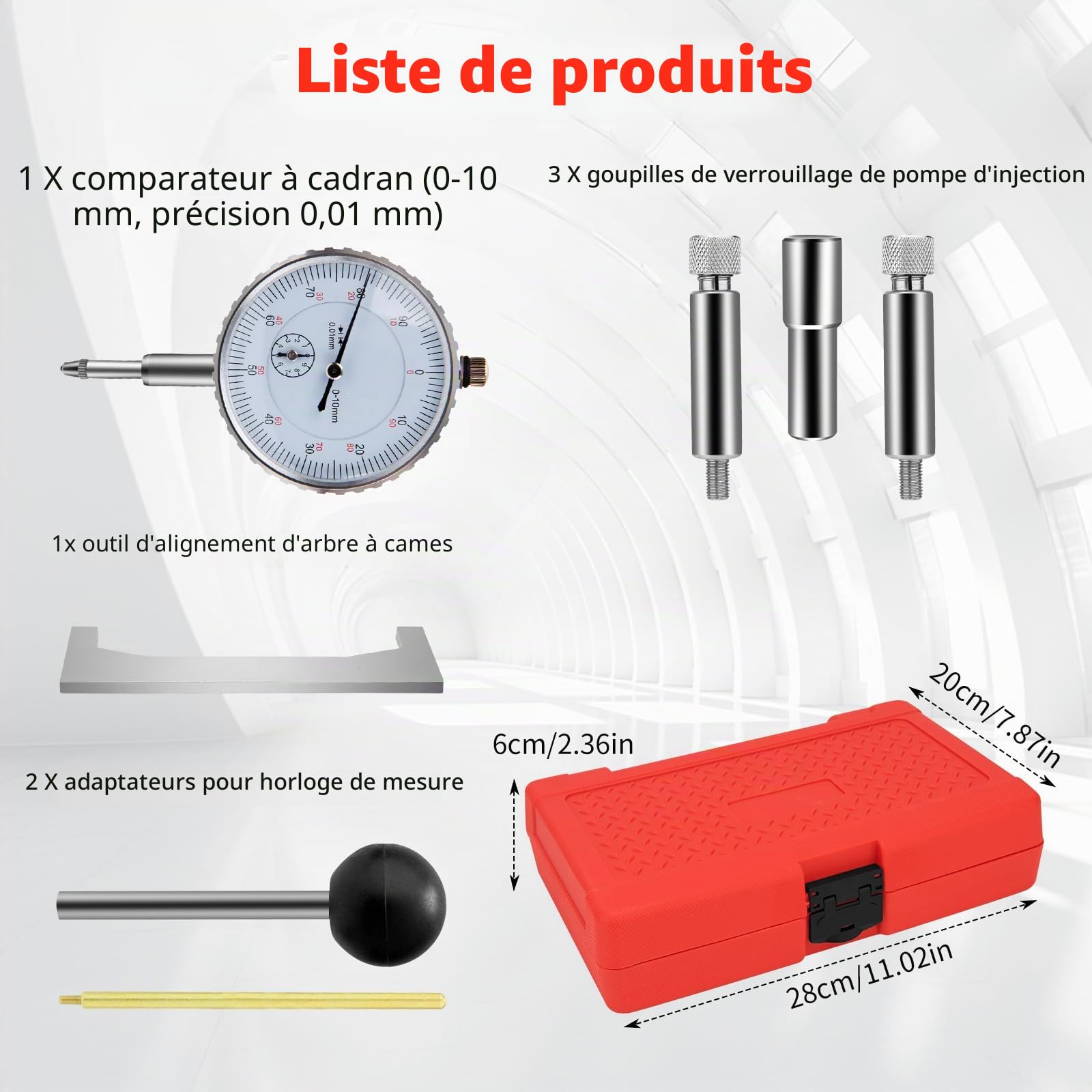 7PCS Outil de réglage de la Pompe d'injection Ajuster l'indicateur à Cadran Pompe d'injection Diesel synchronisation Adaptateur de régulateur Statique Outil d'indicateur de réglage Diesel