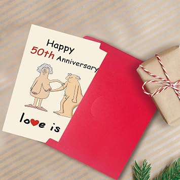 Funny 50th Wedding Anniversary Card for Men Women, Funny 50 Years Anniversary Day Gifts for Couple Husband Wife, Happy Golden Anniversary Decorations Gifts Ideas