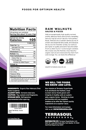 Terrasoul Superfoods Organic Raw Walnuts, 2 Lbs (2 Pack) - Chandler Variety | Fresh | Light Color