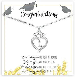 Graduation Gifts, Graduation Gifts for Her Initial Necklaces for Women Class of 2025 Gift Letter A - Z High Shool Senior Master Degree Graduate Necklace for Daughter Sister Granddaughter Girlfriend