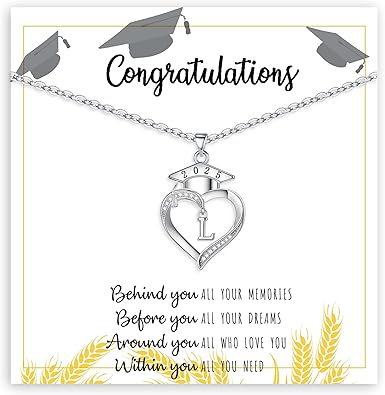 Graduation Gifts, Graduation Gifts for Her Initial Necklaces for Women Class of 2025 Gift Letter A - Z High Shool Senior Master Degree Graduate Necklace for Daughter Sister Granddaughter Girlfriend