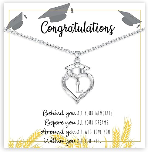 Graduation Gifts, Graduation Gifts for Her Initial Necklaces for Women Class of 2025 Gift Letter A - Z High Shool Senior Master Degree Graduate Necklace for Daughter Sister Granddaughter Girlfriend