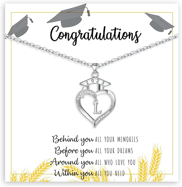 Graduation Gifts, Graduation Gifts for Her Initial Necklaces for Women Class of 2025 Gift Letter A - Z High Shool Senior Master Degree Graduate Necklace for Daughter Sister Granddaughter Girlfriend