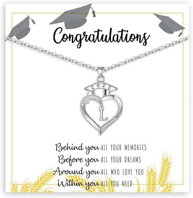 Graduation Gifts, Graduation Gifts for Her Initial Necklaces for Women Class of 2025 Gift Letter A - Z High Shool Senior Master Degree Graduate Necklace for Daughter Sister Granddaughter Girlfriend