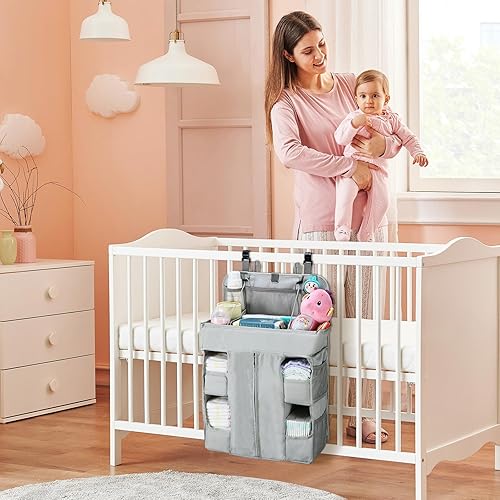 Miniatura 3 de Hautton Organizador de pañales colgante, organizador de pañales colgante para cambiador y cuna, organizador de estación de cambio de pañales,