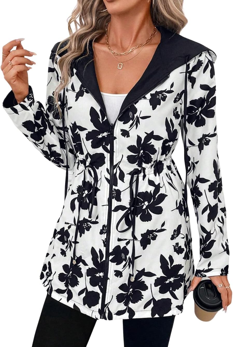 ChiaoLezhee Women's Reversible Hooded Jacket Lightweight Zip Up Coat