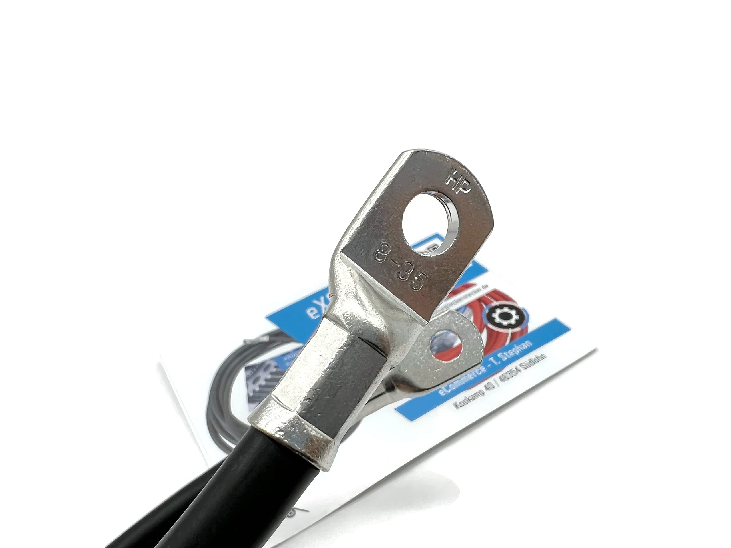 eXODA cavo batteria flessibile 30cm capocorda M8 neri per auto barca moto alta qualità 99 percento rame resistente al calore fino a 70° trasmissione energia affidabile.