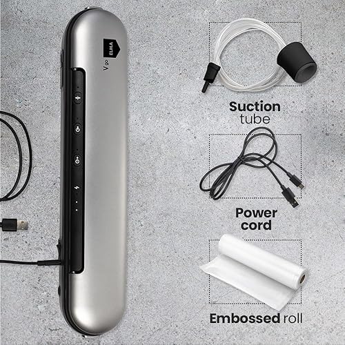 Miniatura 6 de Sellador al vacío inalámbrico, máquina selladora de alimentos portátil con cuerpo de acero inoxidable, cortador integrado, manguera de accesorios y