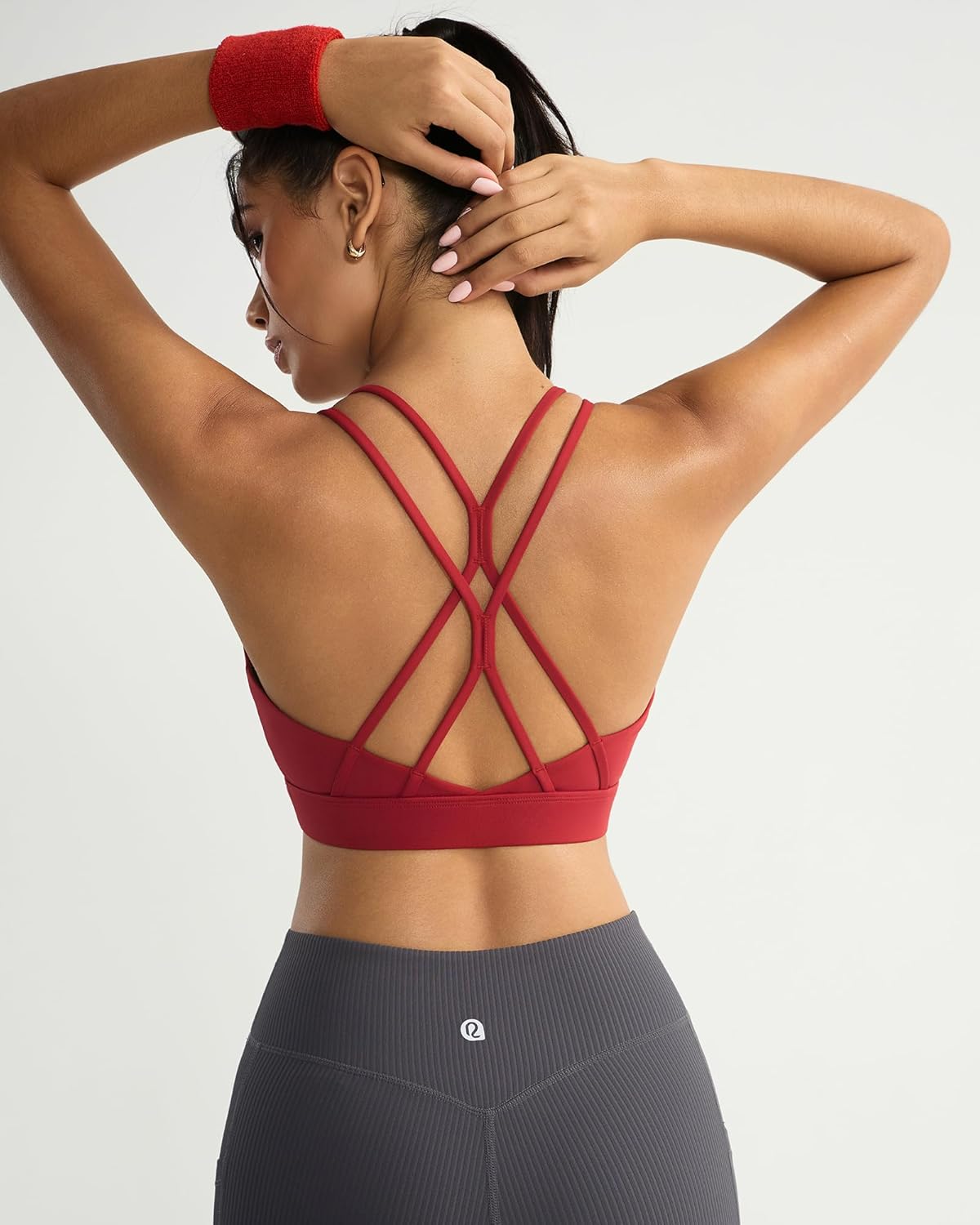 RUNNING GIRL Sports Bras for Women Pack Criss Cross Back Sexy Strappy Sports Bra Seamless Padded Yoga Bra with Removable Cups - Image 3