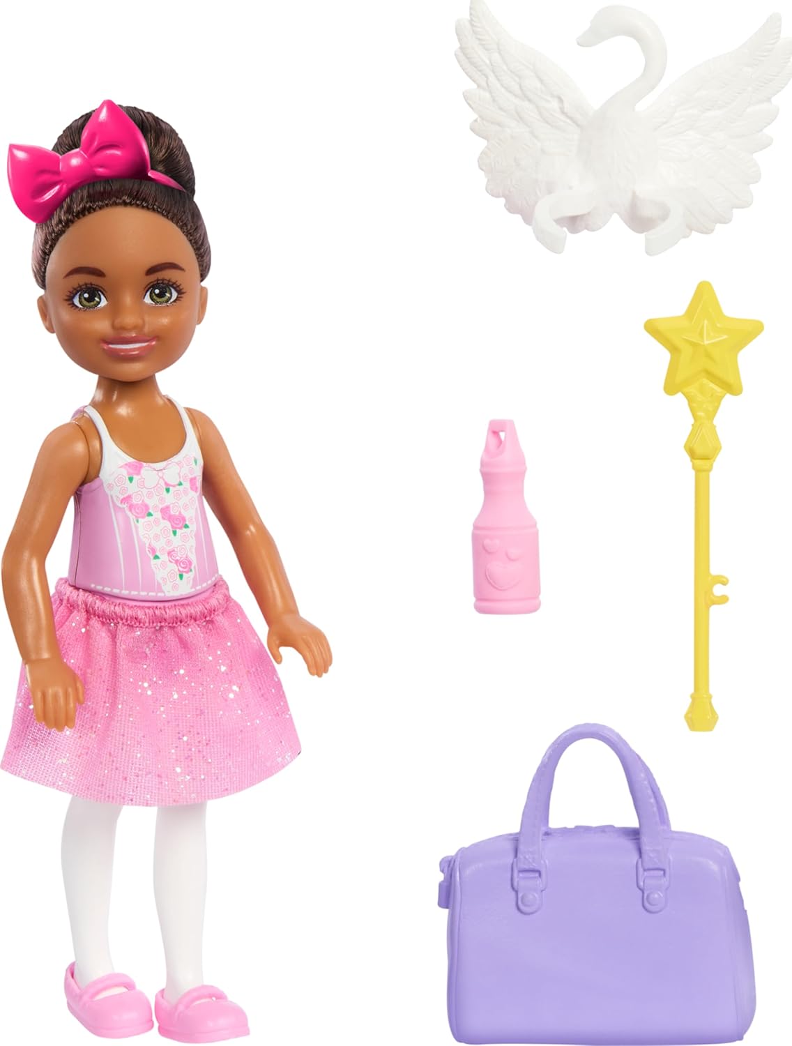 Barbie Chelsea Ballerina Doll & Accessories Set, Career-Themed Brunette Small Doll