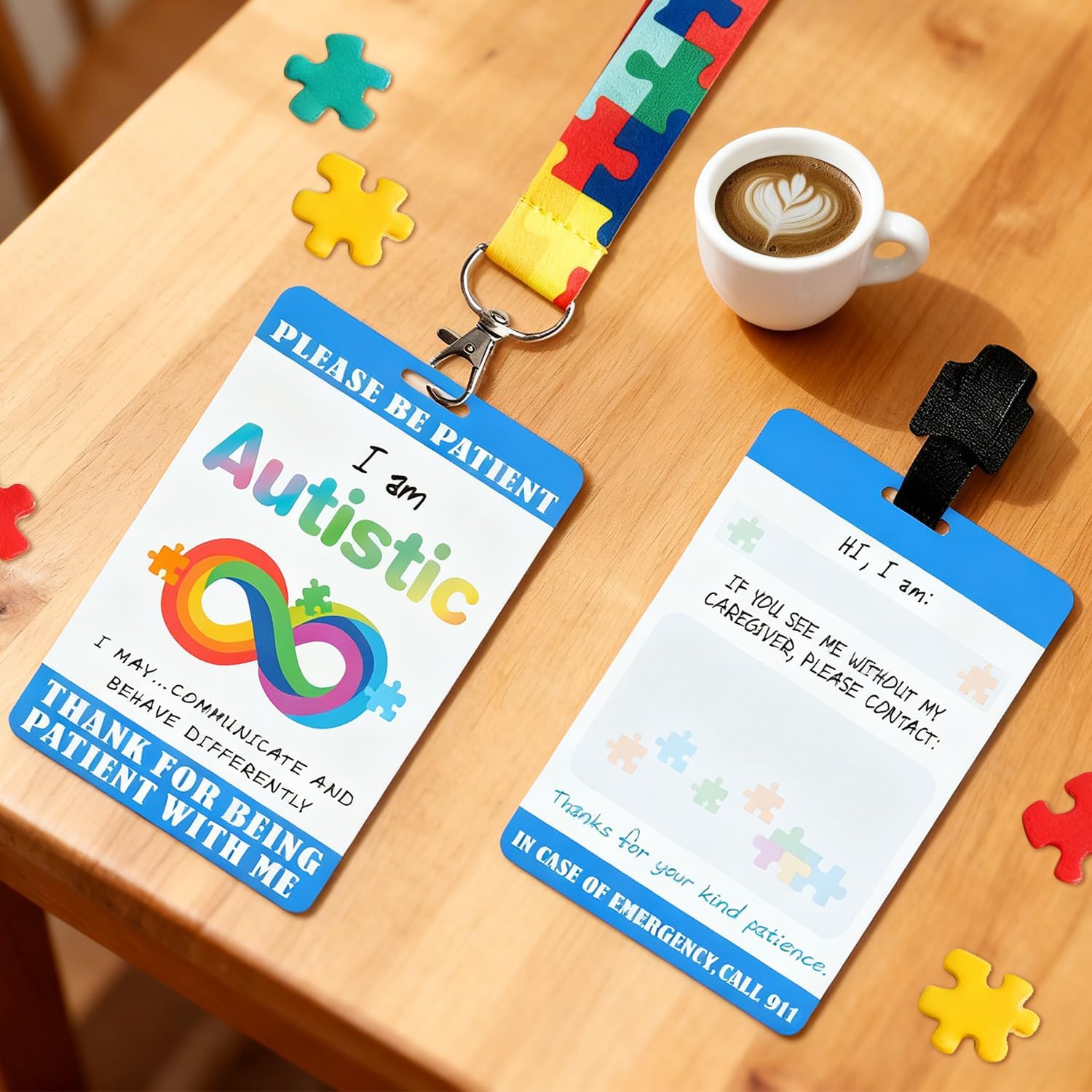 Autism Card Set with Safety Tag, Funny Autism ID Badge Holder and Autism Lanyard for Autism Safety Products (1) image 2