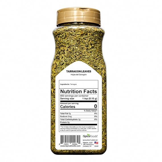 iSpice Premium Dried Tarragon Leaves Herb Bulk Jar - 3.5 oz