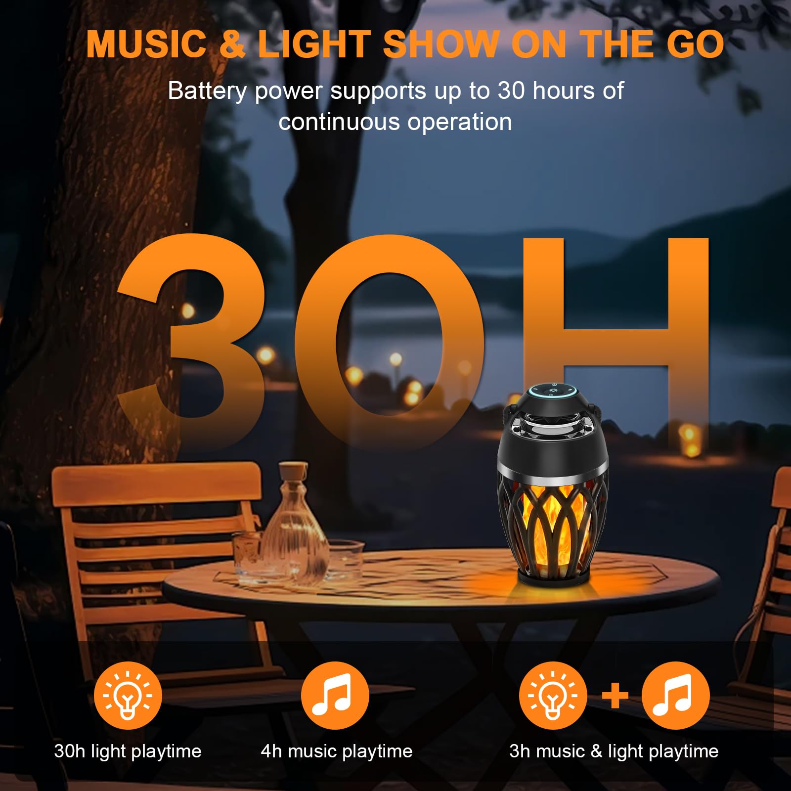 Altoparlanti da esterno con luci colorate, regalo da uomo per compleanno, altoparlante Bluetooth portatile, suono stereo HD, altoparlante per atmosfera torcia impermeabile per patio, piscina