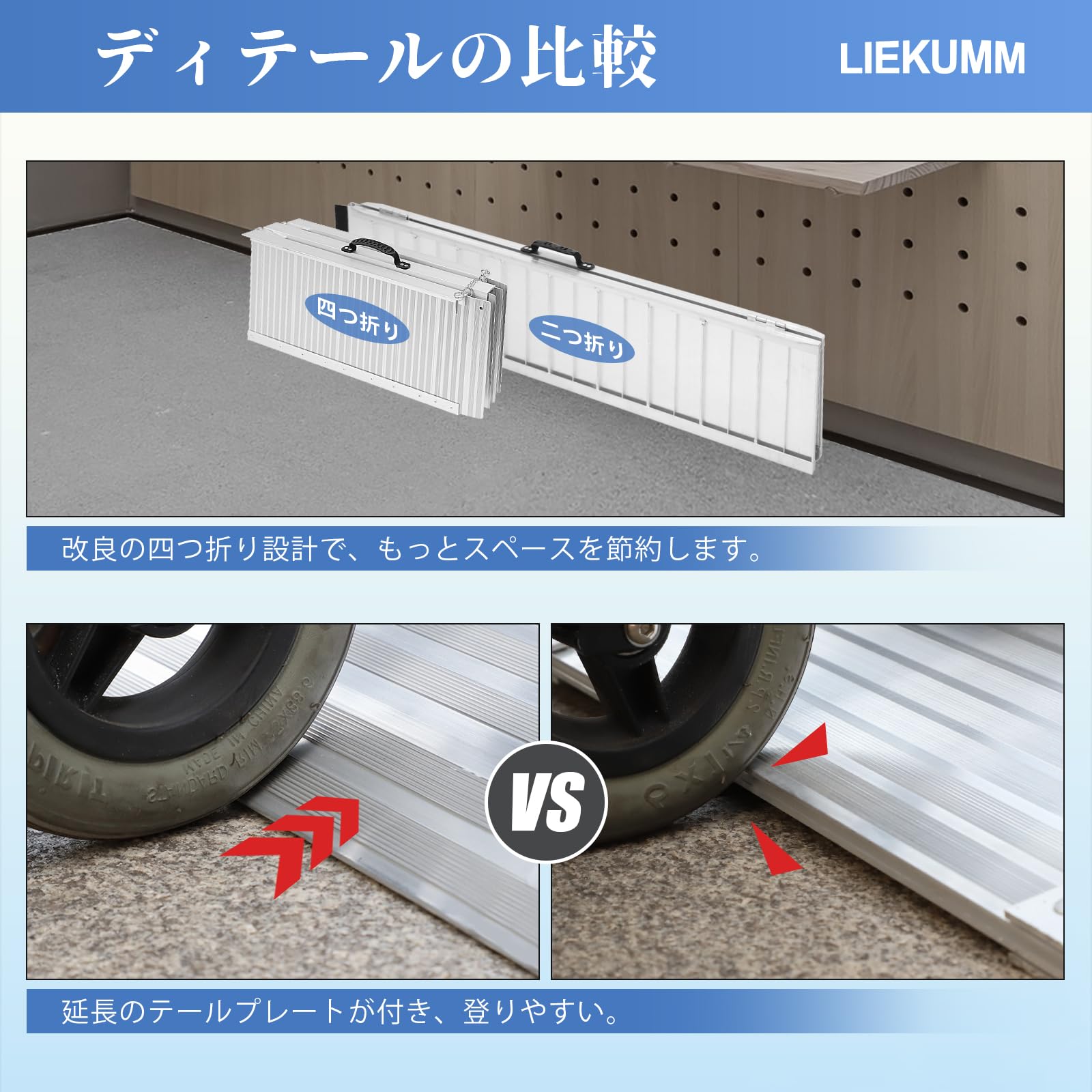 看護・介護用品 LIEKUMM 車椅子用スロープ 121cm 折りたたみ式