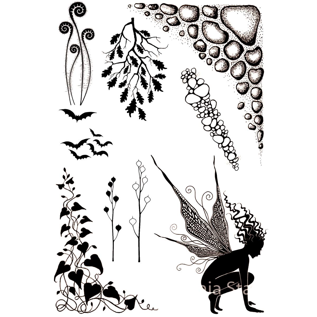 DIY Trasparente Sigillo Album fai da te Embossing Card Album Scrapbooking Silicone Guarnizioni Decorazione Trasparente Mano Sirena Fata Pianta Foresta Silicone(6 Pacchetti)