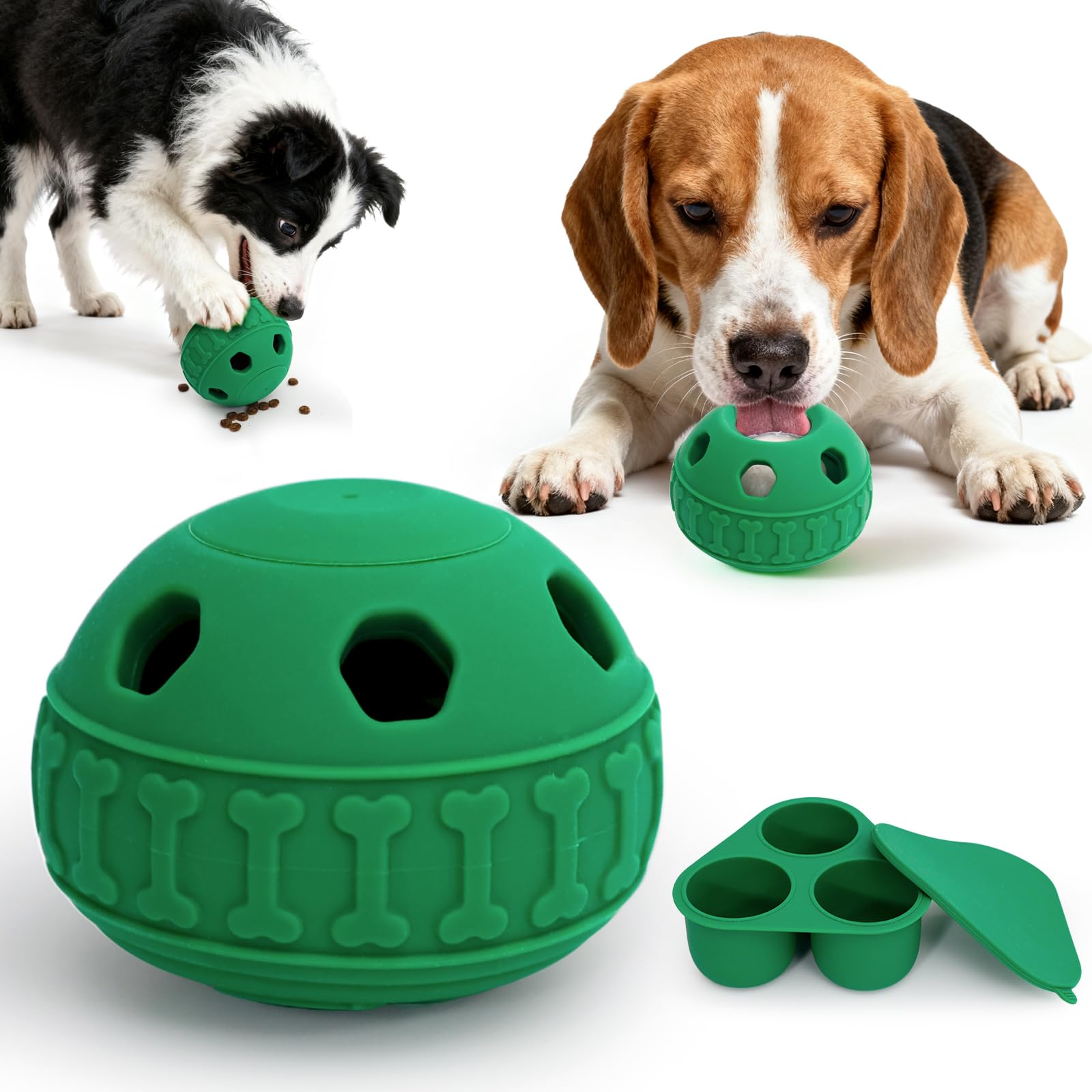 IFOYO Frozen Treat Dog Toy Ball for Small to Medium Dogs, Silicone Enrichment Dog Toys to Keep Them Busy, Reduce Anxiety, Puzzle Treat Dispensing Dogs Toys for Slow Food Training, Easy to Clean