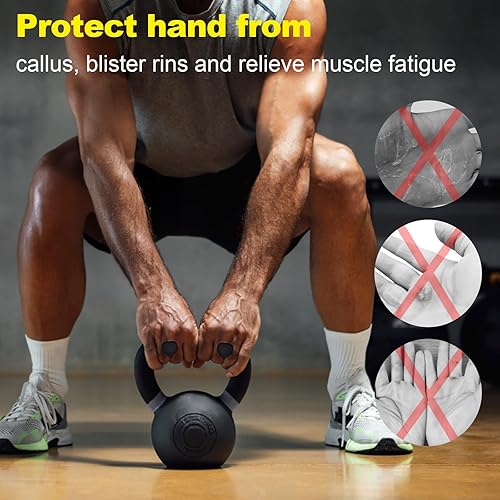 Miniatura 4 de Puños antideslizantes para levantamiento de pesas, puños ergonómicos de entrenamiento, empuñaduras de goma para gimnasio, guantes de gimnasio sin