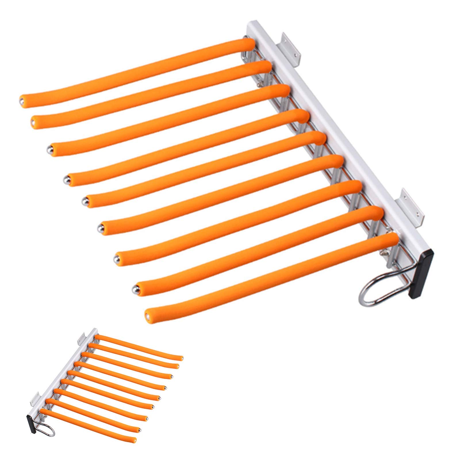 OLSKFUH Pull-Out Trouser Rack Removable Pull-Out Rack Wardrobe Storage Expandable Space Saving Drawer-Style Hanger Rod Rolling Trolley,9 Arm Pull Out Pants Hanger Rack For Wardro,Orange-Right