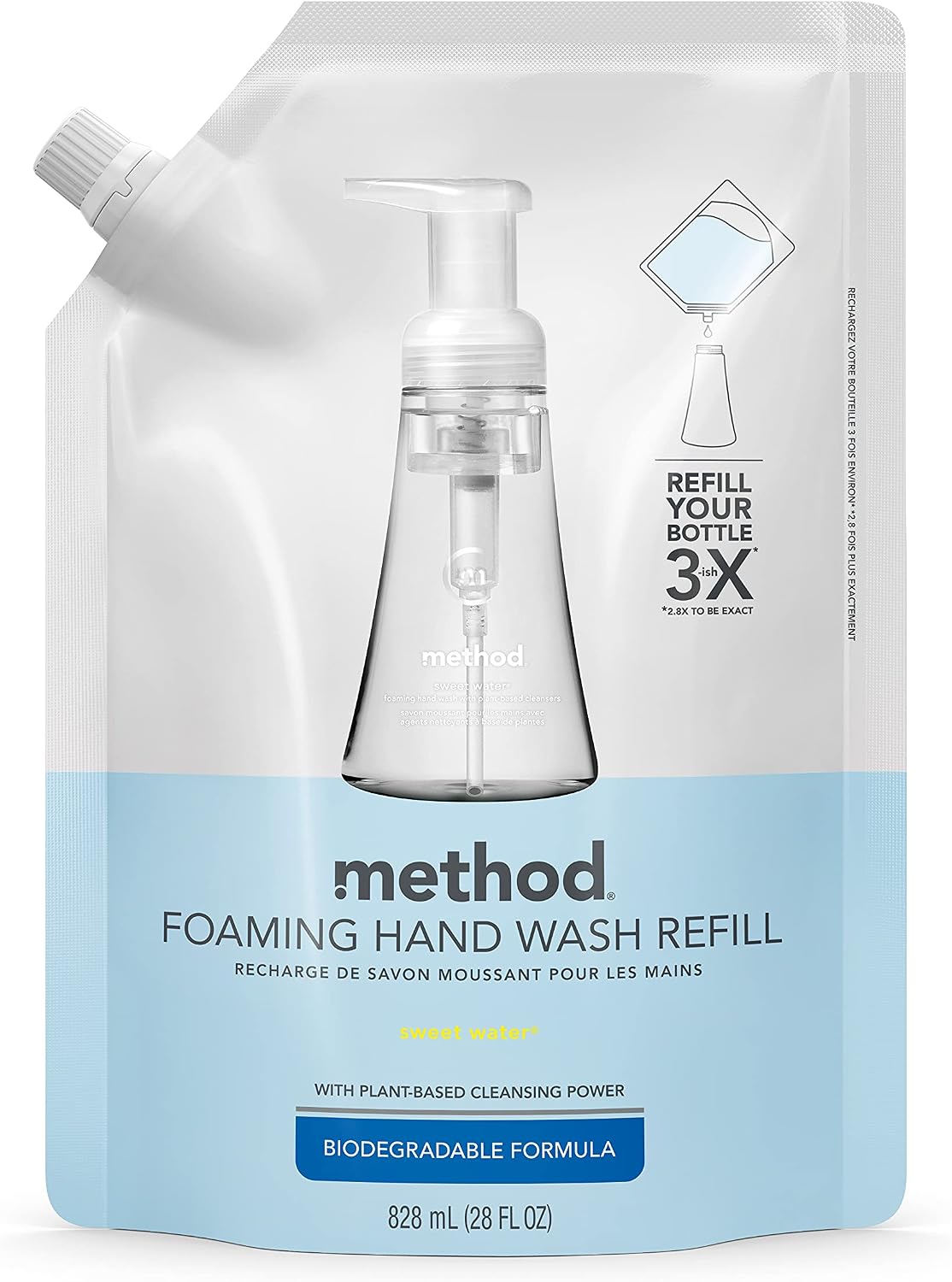 Method Foaming Hand Soap Refill, Sweet Water, 28 oz, 1 pack, Packaging May Vary