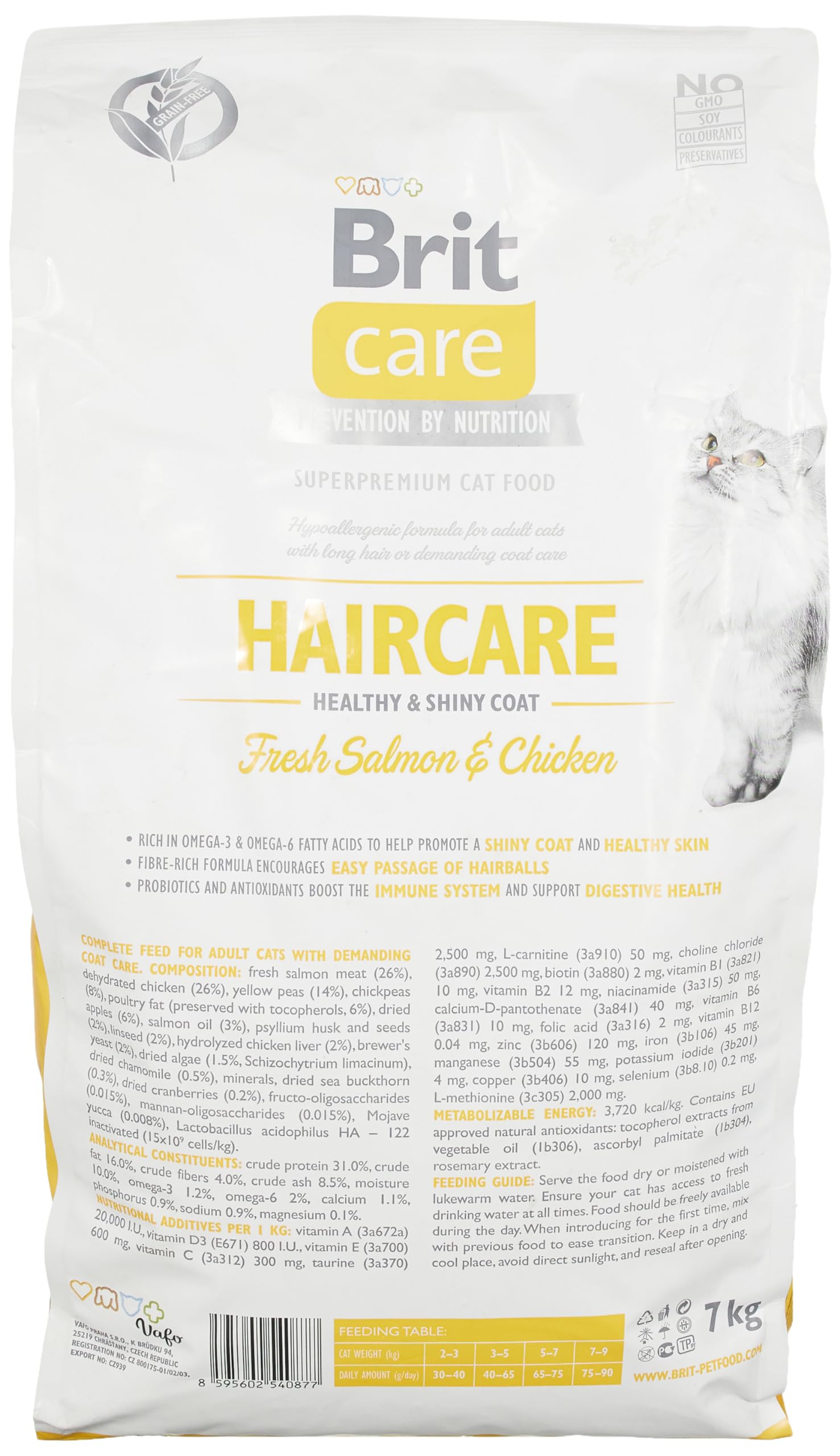 Comida húmeda para Gatos VAFO PRAHA s.r.o. Brit Care Cat Haircare 7kg Sano y Shiny Coat GF