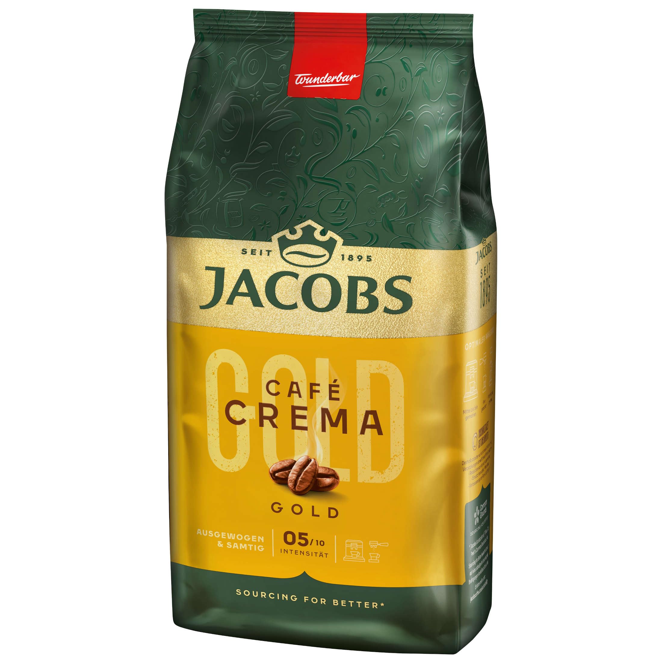 Jacobs Expertenröstung Cafe Crema Gold, Kaffee Ganze Bohne (4x 1 kg)