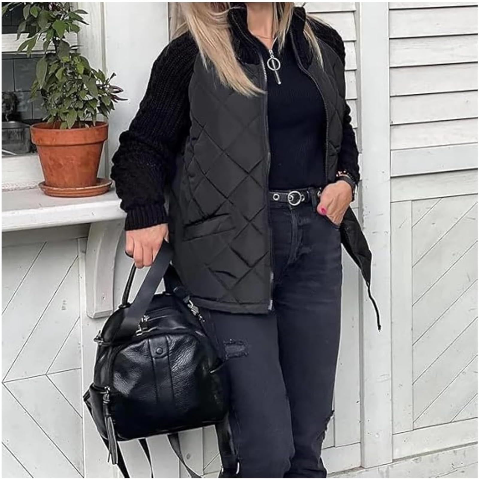 Piumino da donna in maglia patchwork, giacche trapuntate da donna, 2024 piumino corto invernale da donna