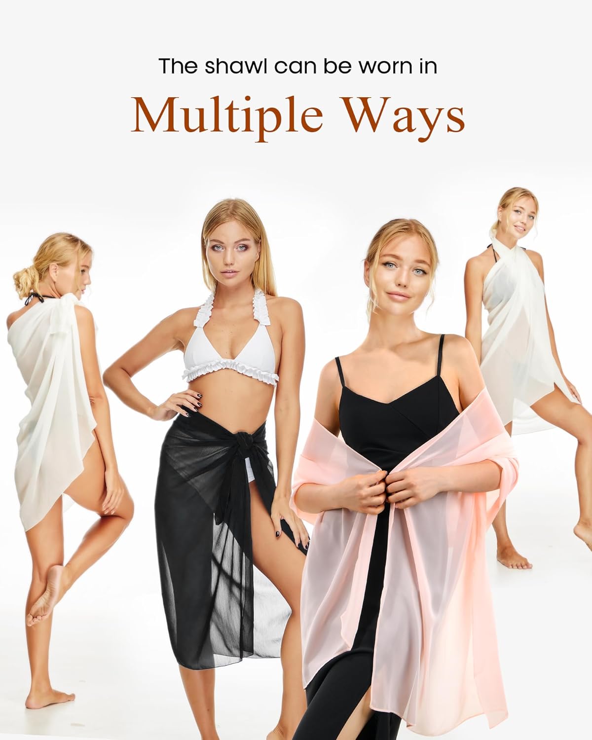 FURTALK Chiffon Shawl Wraps for Women Evening Dresses Soft Scarf Formal Wedding Bridal Scarves - Image 5