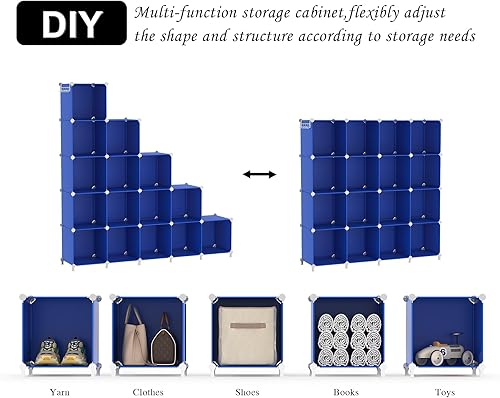 Vista 13 de AWTATOS Organizador de almacenamiento de cubos, organizador de armario de 16 cubos, estantes de almacenamiento apilables, organizador de ropa Blanco