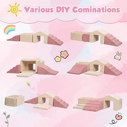 Miniatura 2 de MOOZHEALTH Soft Play - Juego de actividades de escalada y gateo, bloques de construcción de escalada de espuma con pozo de pelotas - Equipo de