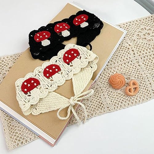 Miniatura 5 de JJLFresheners Diadema negra para mujer, con patrón de hongos de ganchillo, bandana de ganchillo, pañuelo para la cabeza, pañuelo para el pelo,