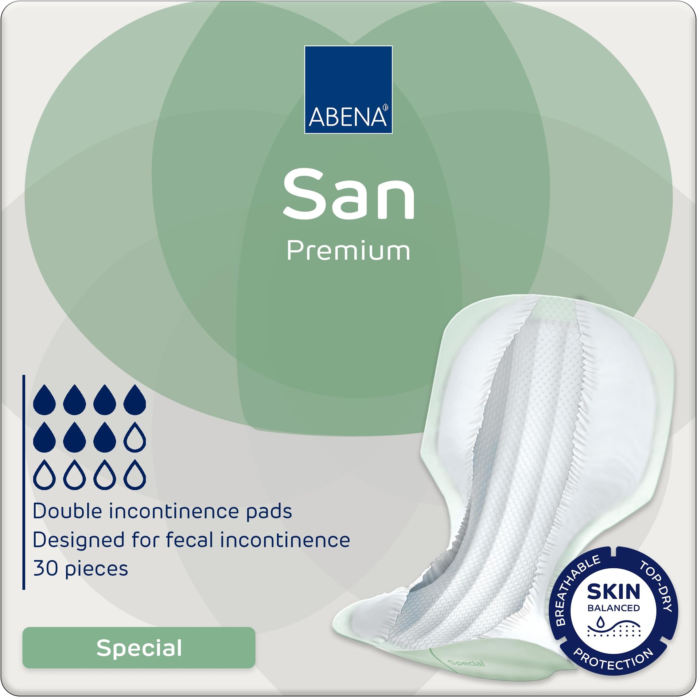 ABENA San Mens & Womens Incontinence Pads, Breathable & Comfortable, Fast Absorption, Discreet & Effective Shaped Incontinence Pads for Men/Women - Special Air Plus, 2000ml Absorbency, 30PK