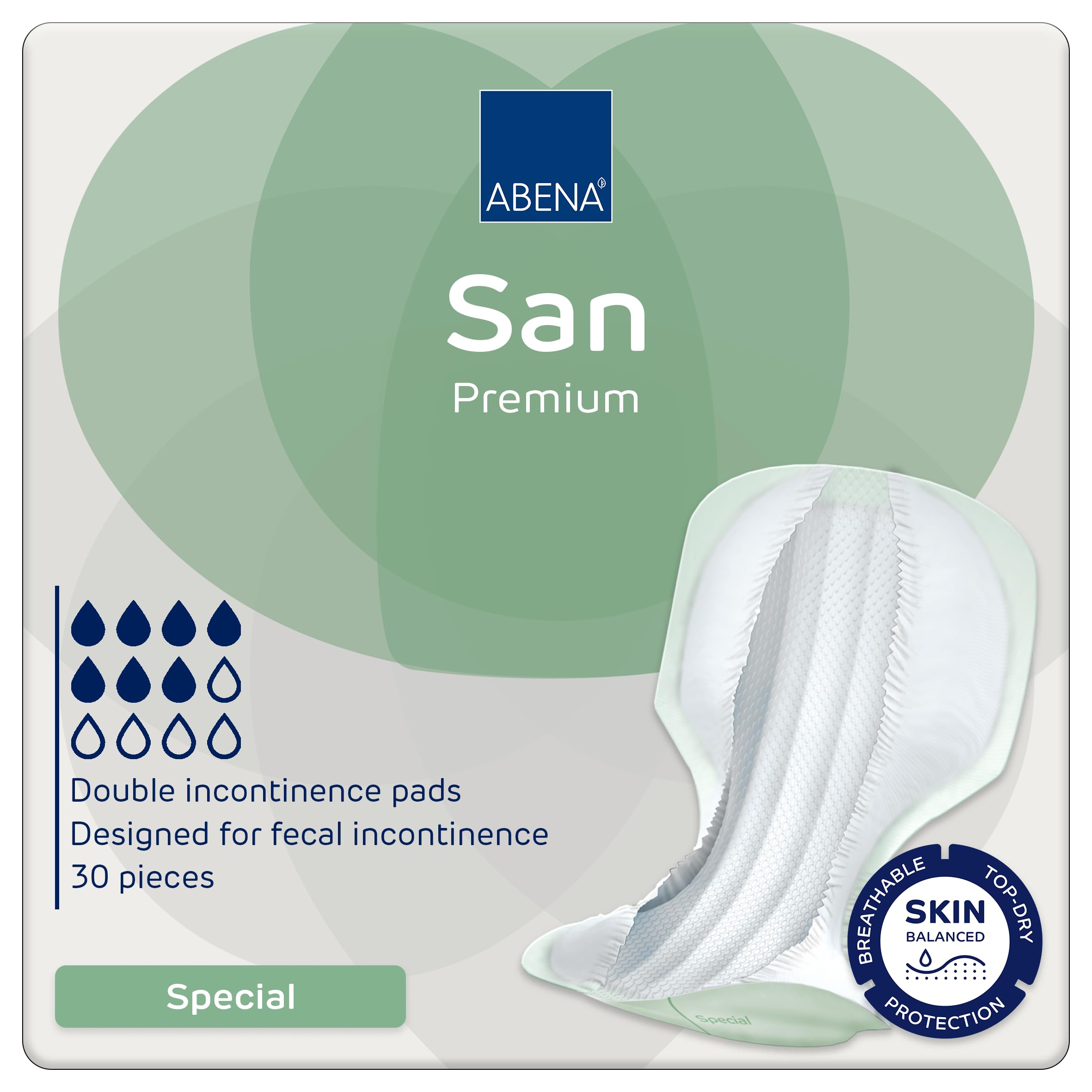 ABENA San Mens & Womens Incontinence Pads, Breathable & Comfortable, Fast Absorption, Discreet & Effective Shaped Incontinence Pads for Men/Women - Special Air Plus, 2000ml Absorbency, 30PK