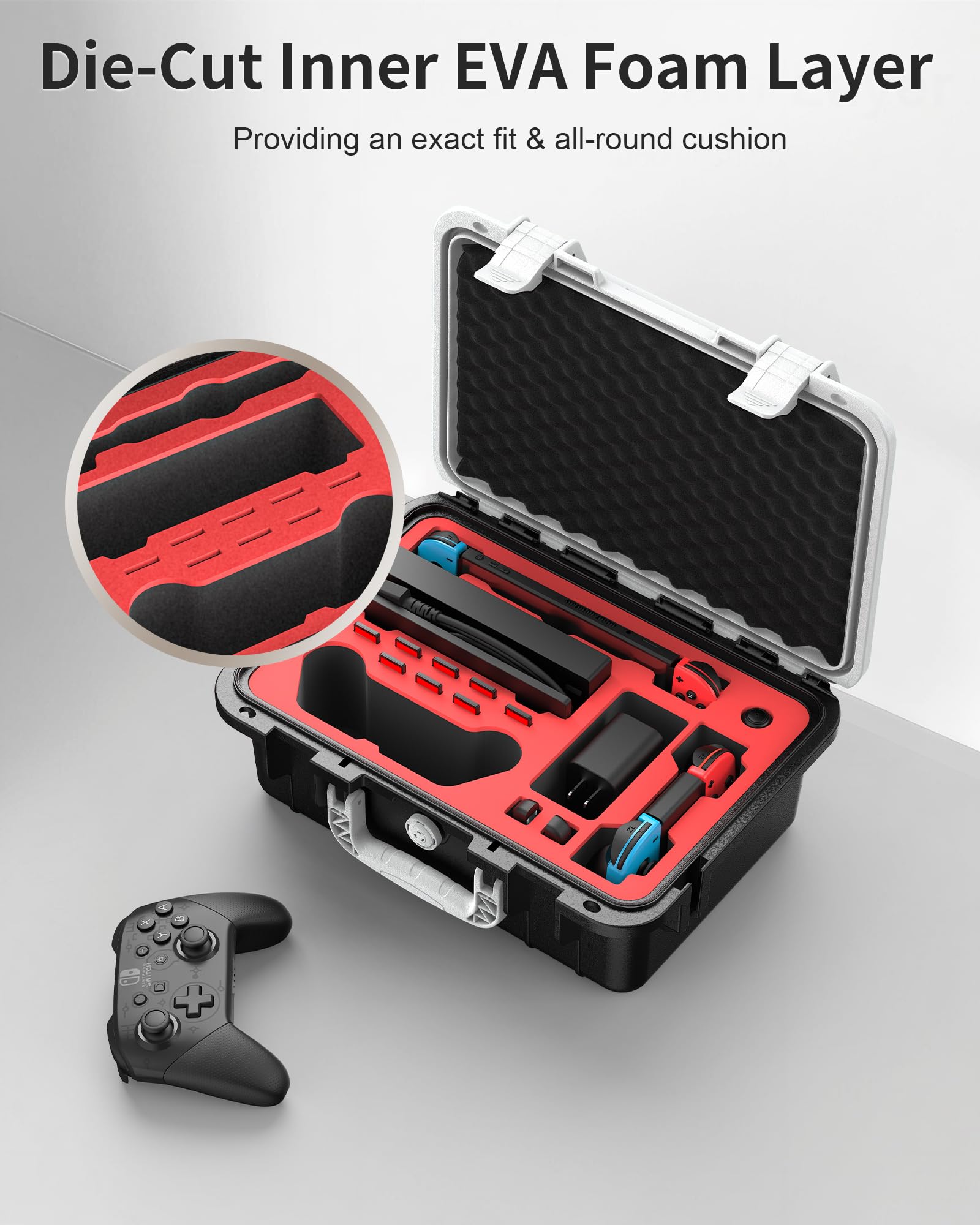 DEVASO Custodia per Nintendo Switch, custodia rigida per Nintendo Switch, impermeabile, protettiva, portatile, custodia protettiva per console Nintendo Switch e altri accessori