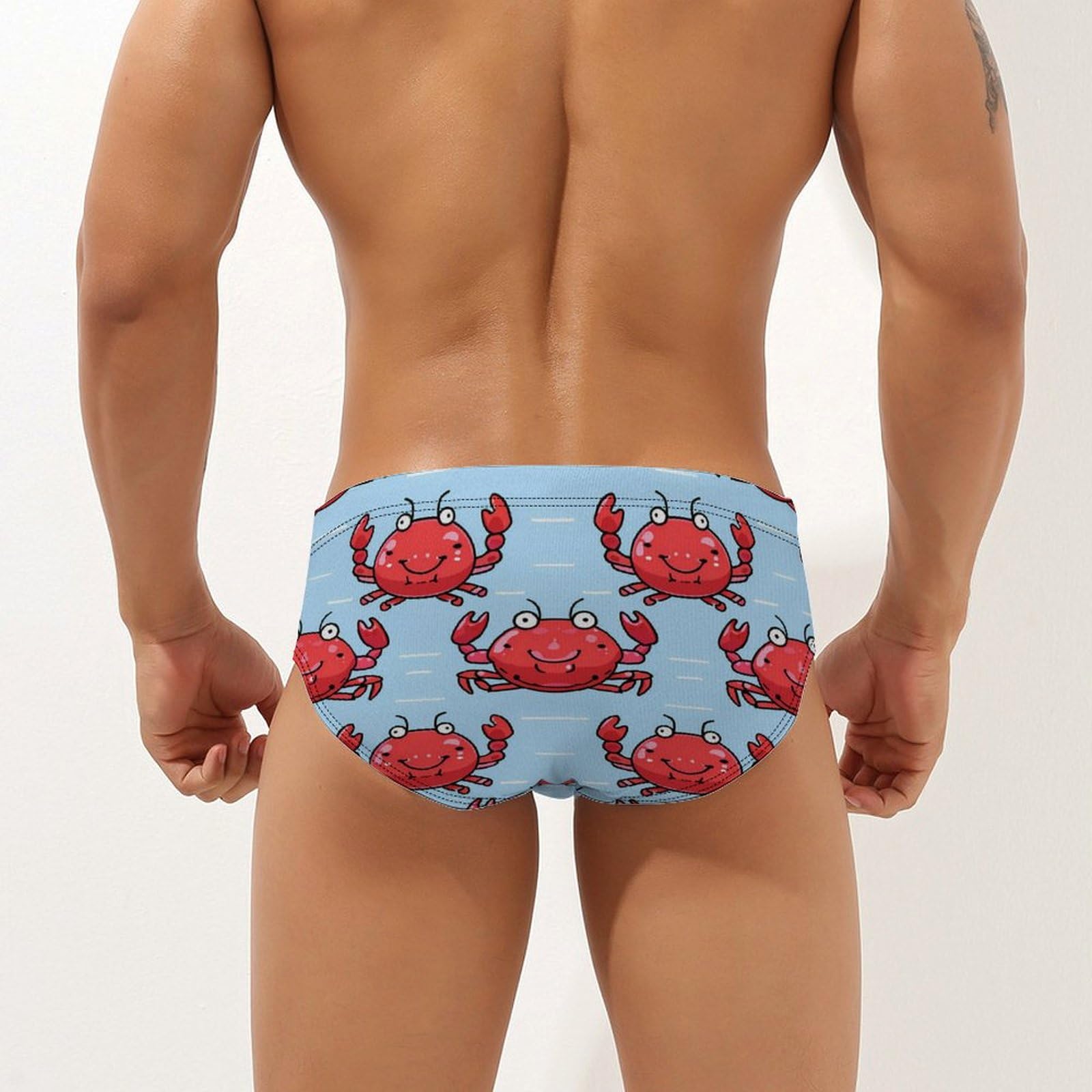 Crabs Mens Swim Briefs Quick Dry Swim Trunk Bikini Underwear Swimsuit XL