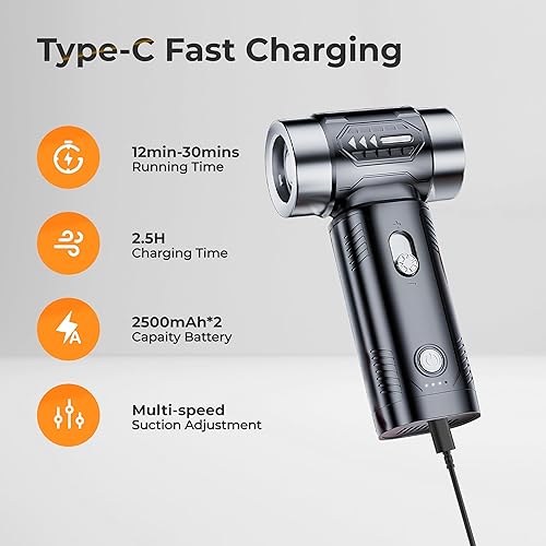 Miniatura 5 de Aspiradora de coche, aspiradora de mano inalámbrica portátil con polvo Buster, soplador de aire y modos de bomba de mano, mini aspiradoras