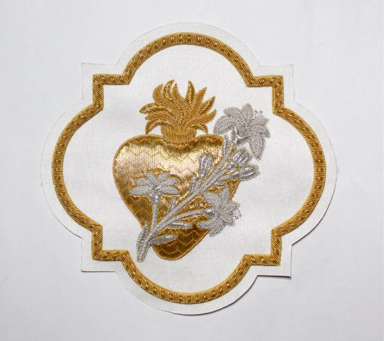 Hand Embroidered Emblem Heart of Joseph Applique for Catholic Vestment
