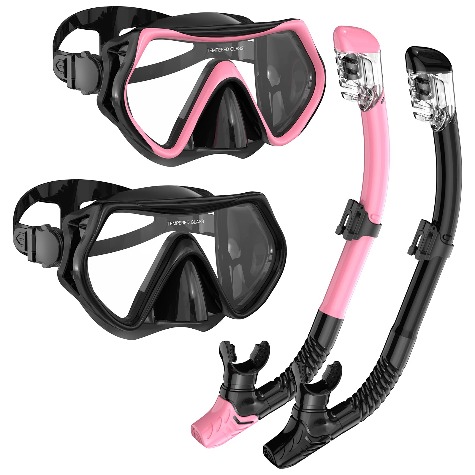 Set da snorkeling per adulti, maschera subacquea e boccaglio Dry per uomo e donna, maschera da immersione in vetro temperato, anti-perdite e anti-appannamento, per snorkeling, immersioni
