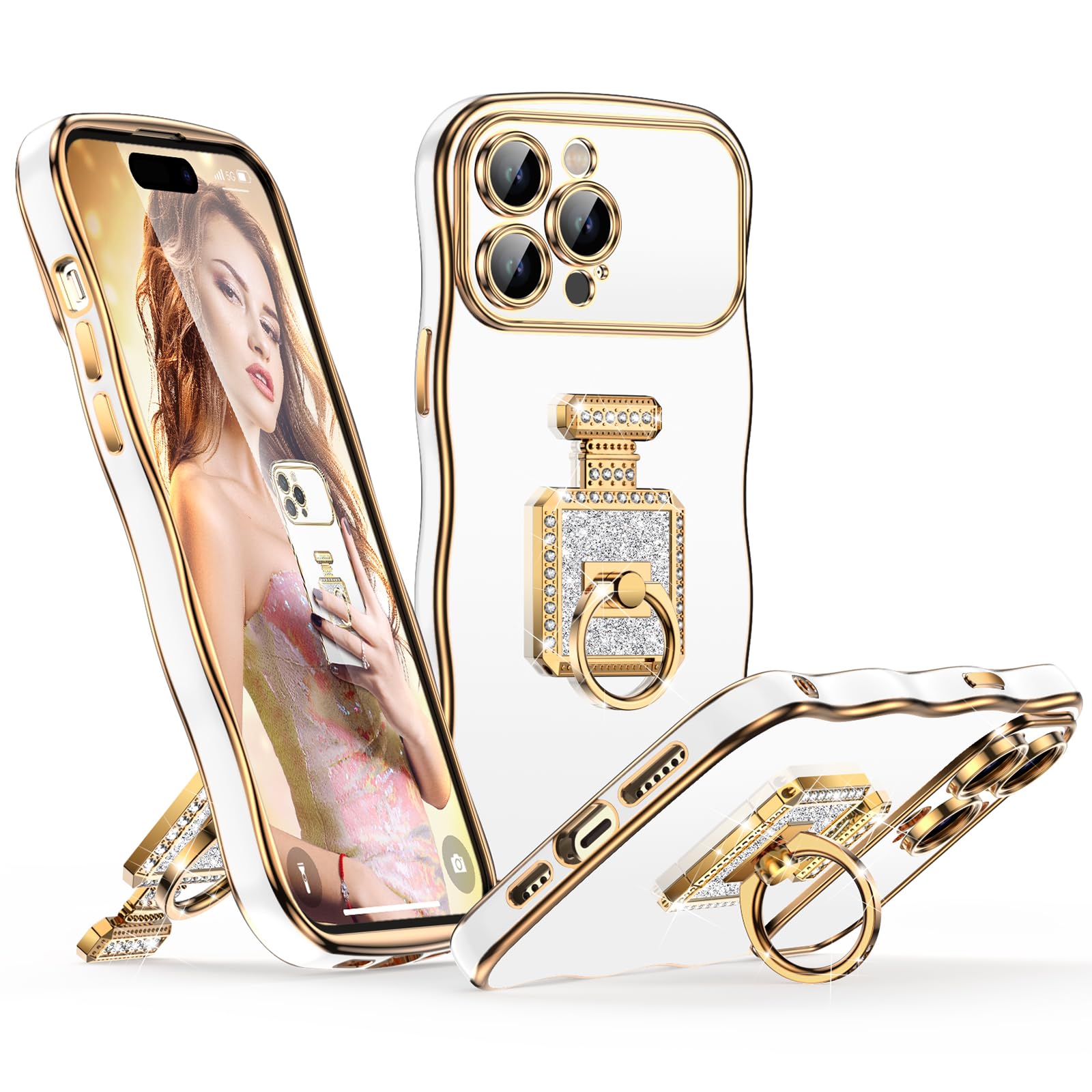 Coque iPhone 15 Pro Max antichoc avec support béquille et anneau de maintien