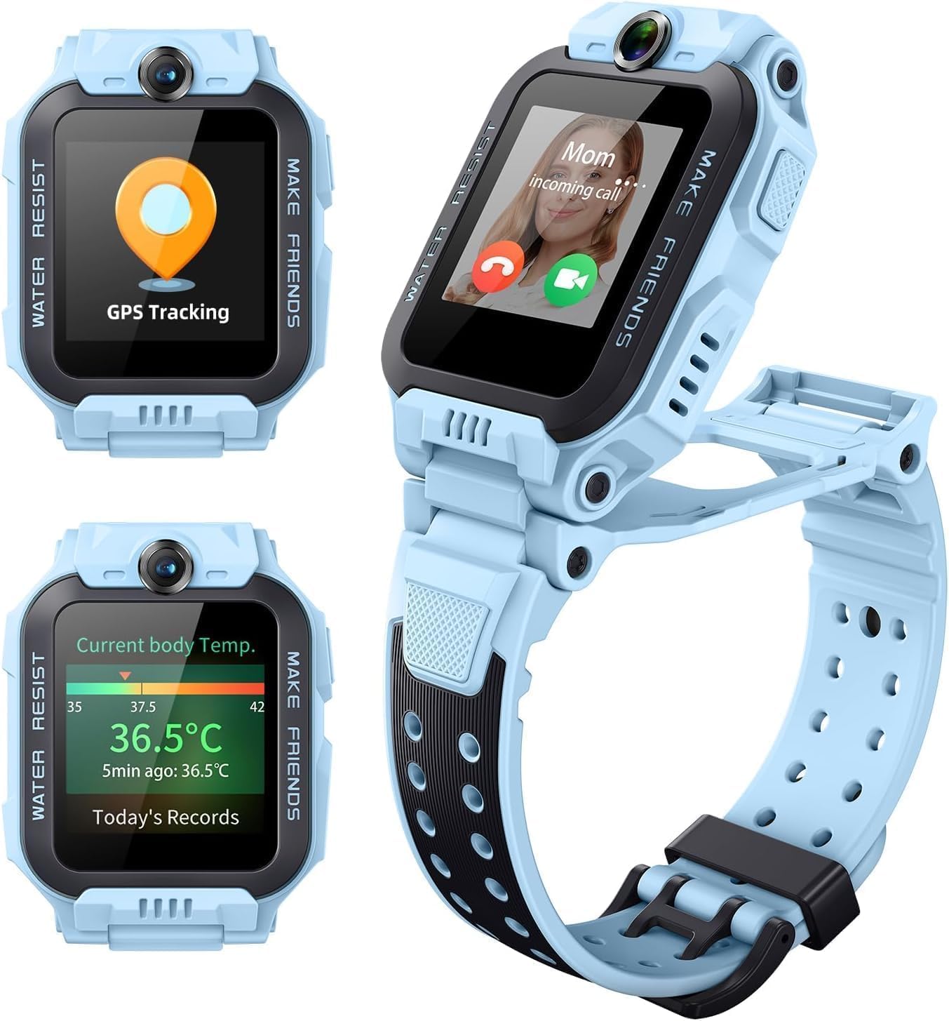imoo Z7 Smartwatch dla Dzieci, Dwukamerowy Telefon z Wideorozmowami HD i Połączeniami Głosowymi, Zegarek GPS z Lokalizacją, 4 Tryby Sportowe, Całodobowe Monitorowanie Zdrowia (Niebieski)