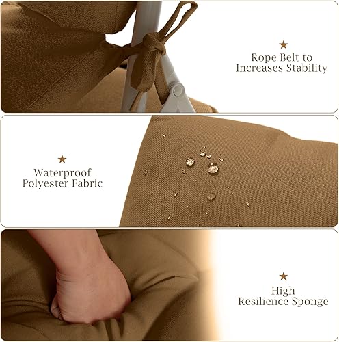 Miniatura 6 de Graffy Paquete de 2 cojines para sillas de exterior de 45 x 22 x 4.5 pulgadas, cojines de asiento de respaldo alto con lazos, almohadillas de