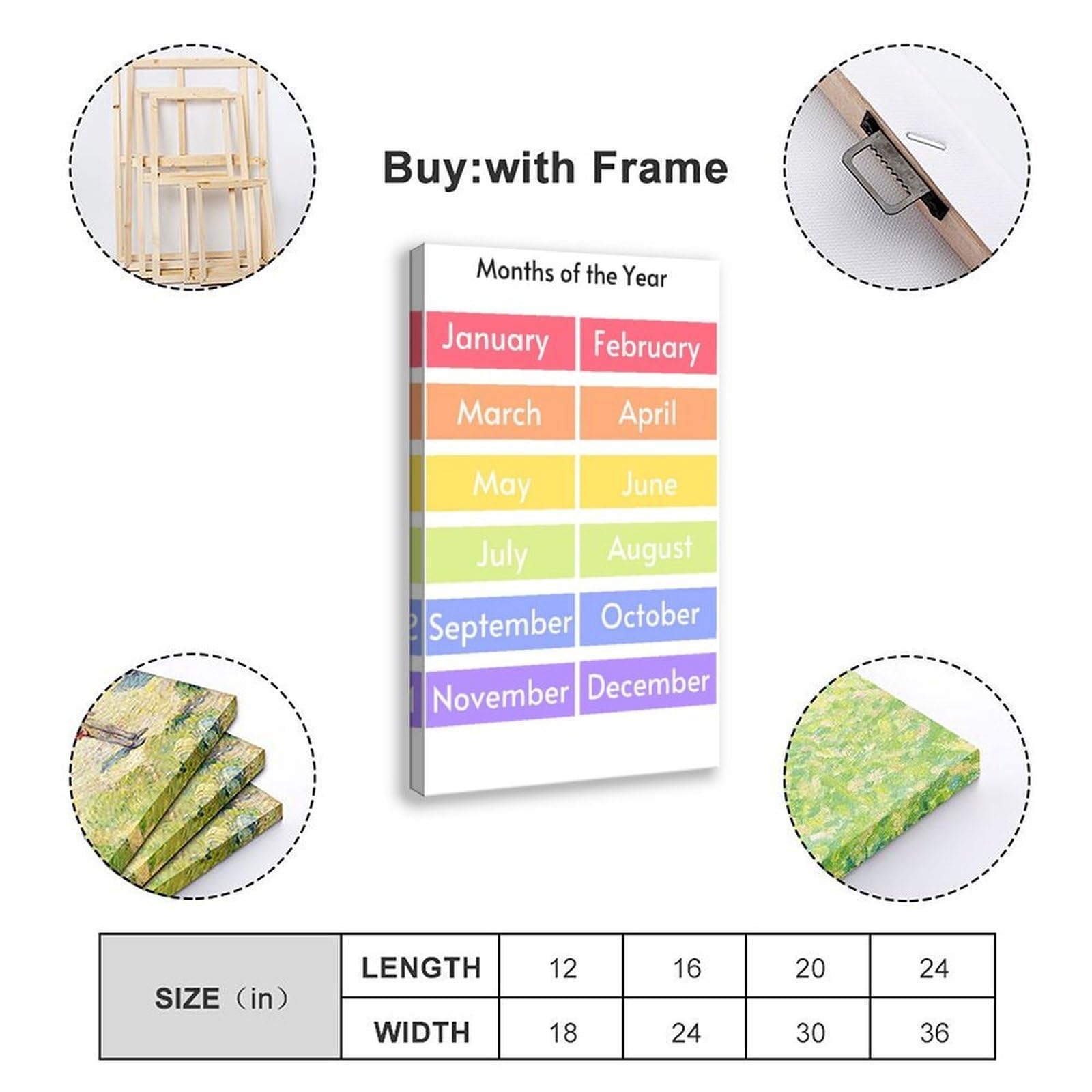 Decorazione per la stanza dei bambini, per la prima infanzia, mesi di apprendimento, poster su tela, decorazione artistica da parete, stampa per soggiorno, camera da letto, decorazione 61 cm di