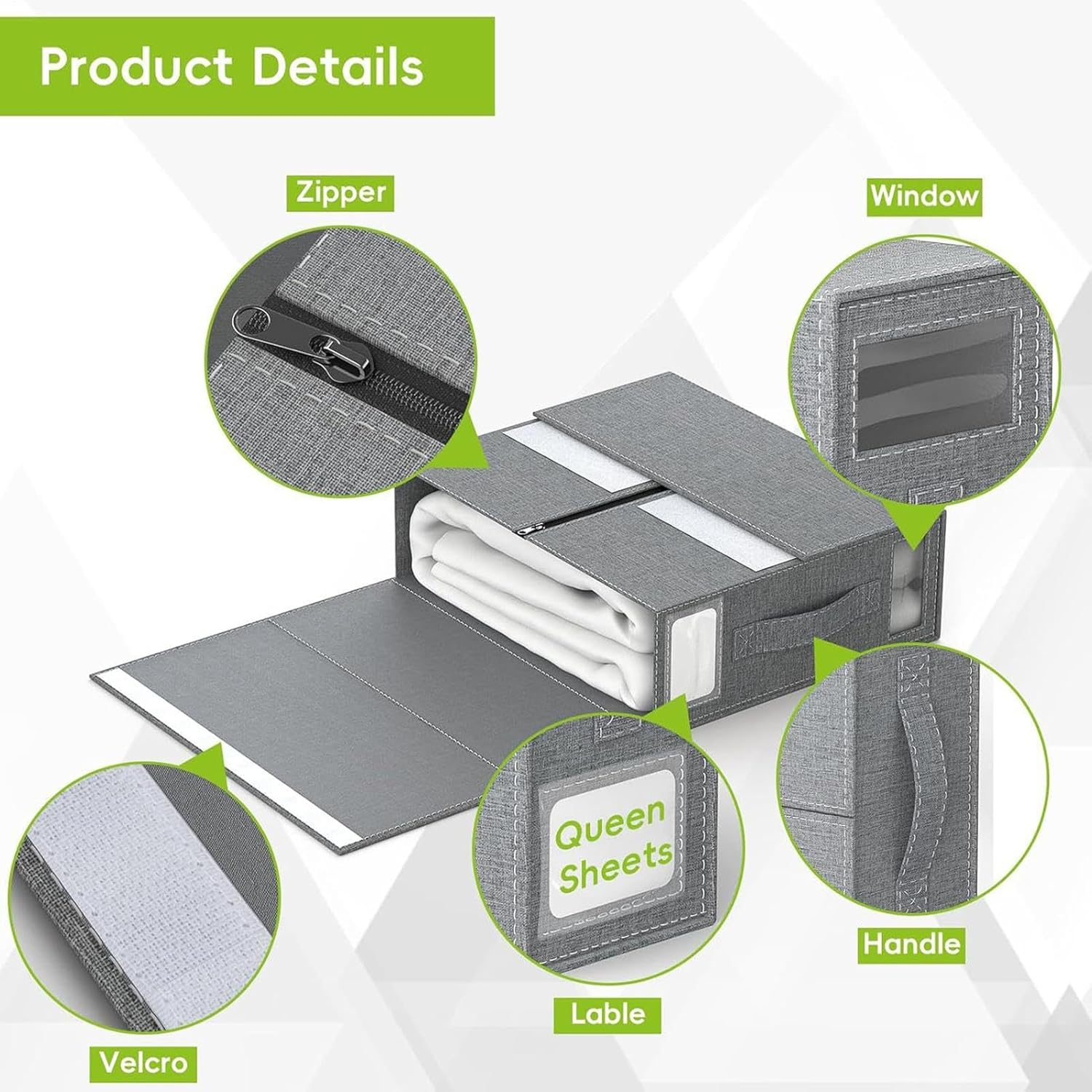 Under Bed Storage Sheet Organizerr - Closet Organizers Storage for Foldable Bedding, Duet Cover and More, Foldable Beddinng Storagee with Oxford Cloth Organizer and Zipper Closure