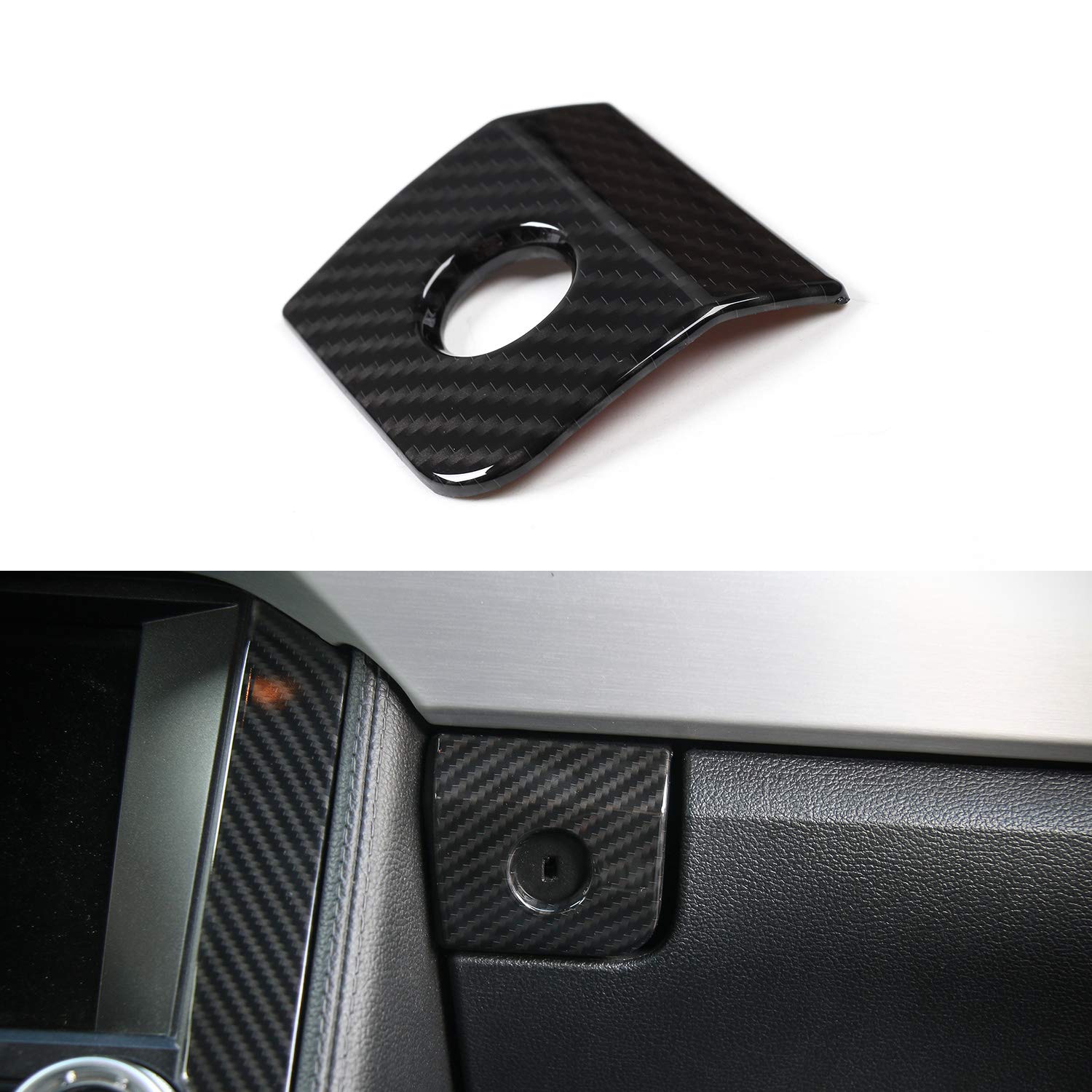 JeCar for Mustang Carbon Fiber Passenger Storage Box Switch Button Panel Trim Cover for 2015-2023 Ford Mustang Interior Accessories