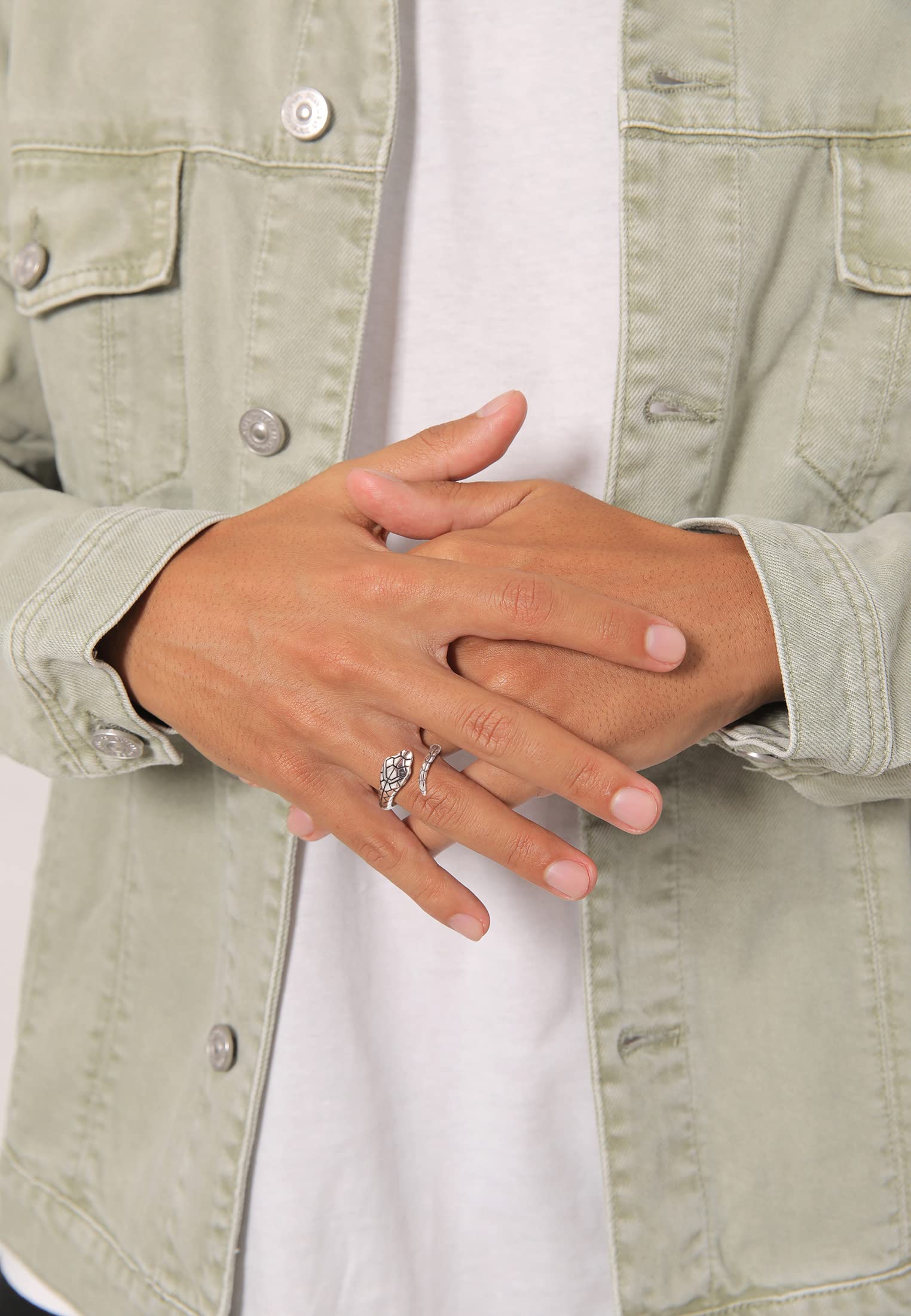 Kuzzoi Herrenring Bandring Männer im Schlangen Design 925 Silber