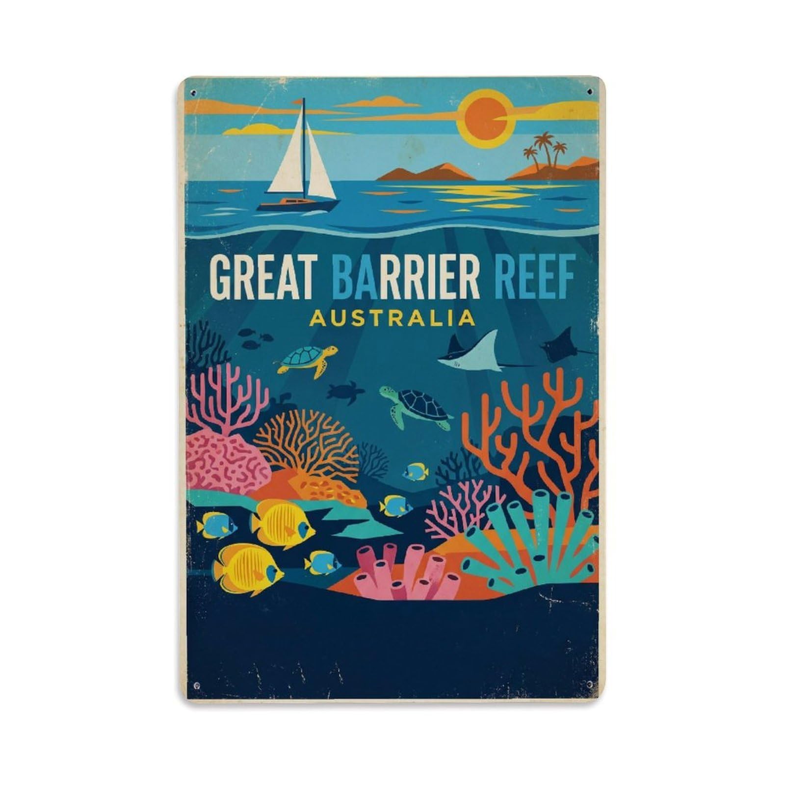 Australia Great Barrier Reef Lagoon Travel Retro Metal Tin Sign