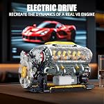 V8 Engine Building Kit that Runs, Build Your Own MOC Mini V8 Engine Model Toy for Adults, Compatible with Lego Car Set, STEM Building Project for Teens & Boys 8-14+ (703 PCS)